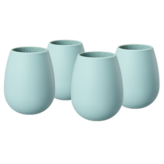 Unbreakable Silicone Stemless Wine Glassware Set Of 4 Reusable Shatterproof Tumbler Drinkware For Wi