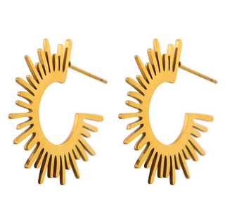 Waterproof Gold Rush Spike Hoops - Gold