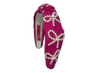 Spring Headband Knot - Dark Pink with Pearls