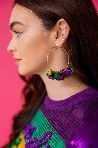 Sprinkle Sequin Hoop Earrings - Mardi Gras