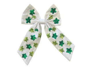 St. Patrick's Day Green Star Bow - Sequin Star