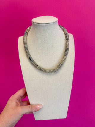 Statement Beaded Necklace - Grey