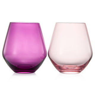 Amethyst Rose Colored Wine Glasses For Everyday Girlfriend Wife Valentines Day Set Of 2 Large 16 Oz
