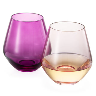 Amethyst Rose Colored Wine Glasses For Everyday Girlfriend Wife Valentines Day Set Of 2 Large 16 Oz