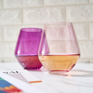 Amethyst Rose Colored Wine Glasses For Everyday Girlfriend Wife Valentines Day Set Of 2 Large 16 Oz