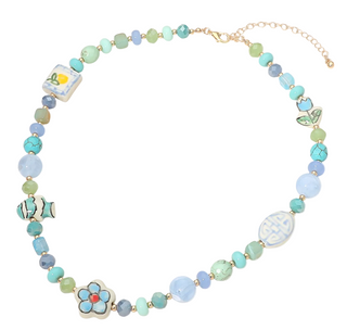Summer Ceramic Necklace  - Blue