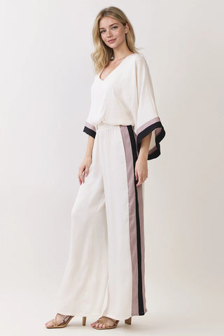 Polished Contrast Wide Leg Pants