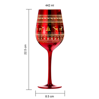 Crystal Christmas Tree Wine Water Glasses Set Of 2 Holiday Themed Red Gold Etched Winter Snow Wonder