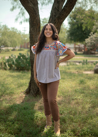 Embroidered Sleeve Top