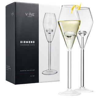 100 Carat Diamond Champagne Flutes Crystal Shaped Inside Wedding Toast Glass Set Of 2 7 Oz Cocktail