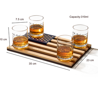 We The People American Flag Whiskey Glasses Political Rights Glassware Set Of 4 Hand Blown Old Fashi