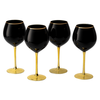 Set Of 4 Black Wine Glasses Gold Stemmed 14 Oz By Gold Rim Wine Glasses Black Colore