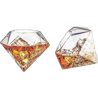 Diamond Whiskey Glasses Scotch Bourbon Or Wine Glasses Set Of 2 10 Oz Old Fashion El