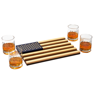 We The People American Flag Whiskey Glasses Political Rights Glassware Set Of 4 Hand Blown Old Fashi