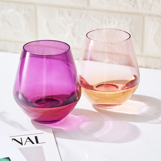 Amethyst Rose Colored Wine Glasses For Everyday Girlfriend Wife Valentines Day Set Of 2 Large 16 Oz