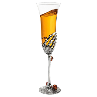 Stemmed Single Skeleton Champagne Glasses Single Glass 7OZ Skeleton Glasses 9 H Goth