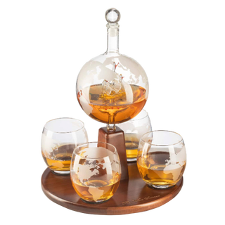 Globe Decanter With 4 Glasses Style 4 1 Premium Barware Gift