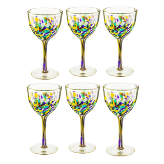 Pebble Confetti Mexican Luxury Hand Blown Wine Glasses Premium Barware Gift