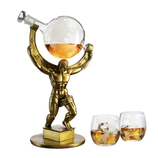 Atalas Bronze World Globe Whiskey Decanter Premium Barware Gift
