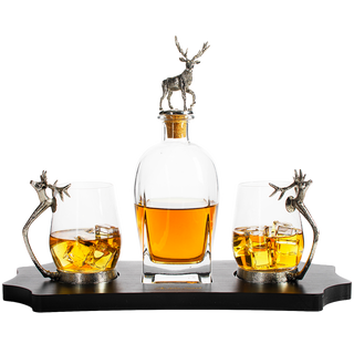 Whiskey Stag Decanter Set Premium Barware Gift Elegant Drinkware Collection
