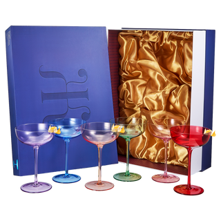Colored Coupe Glasses Set Of 6 7 Oz Classic Cocktail Glassware For Champagne Martini Manhattan Cosmo