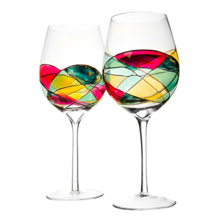 Beautiful Hand Painted Wine Glasses Premium Barware Gift Elegant Drinkware Collection