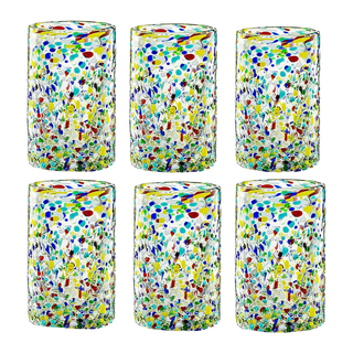 Hand Blown Mexican Drinking Glasses Confetti Premium Barware Gift