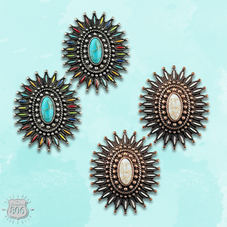 Southwest oval post earring - LC