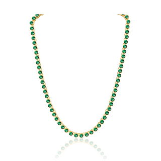 Bezel Tennis Necklace Emerald
