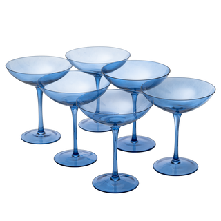 Cobalt Blue Colored Champagne Coupe Glasses 12OZ Set Of 6 By Toasting Glasses Weddin