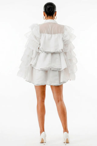 Zip Into Ruffles Mini Dress - White