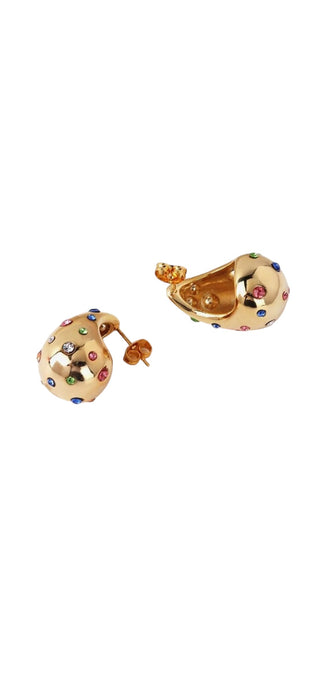 Rhinestone Drop Earrings - Rainbow