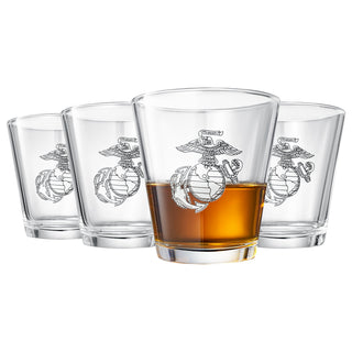 Marine Usmc Whiskey Wine Glasses Set Of 4 Anchor And Globe Whiskey Glasses 10OZ Marines Gift
