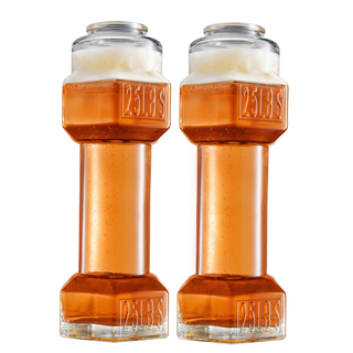 2 Set Dumbbell Beer Whiskey Glasses Giant Lifting Beers 26OZ Glass Large Weightlifti