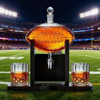 Football Decanter With 2 Whiskey Wine Glasses For Office Home Or Party Gift For Husband Fathers Day