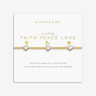 A LITTLE | FAITH PEACE LOVE | Silver & Gold - Tone Plated | Bracelet | 6 7/8" stretch - Boutique Bella BellaBracelet
