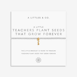 A LITTLE | TEACHERS PLANT SEEDS THAT GROW FOREVER | Silver & Gold - Tone Plated | Bracelet | 6 7/8" - Boutique Bella BellaBracelet