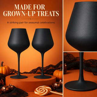 Matte Black Crystal Wine Glass Set Of 2 Gift For Her Him Friend Large 20 Oz Glasses Unique Italian S