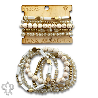 White stone, crystal and gold bead bracelet - LC