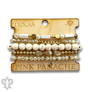 White stone, crystal and gold bead bracelet - LC