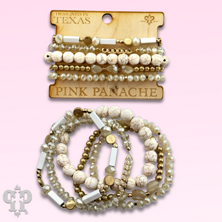 White stone, crystal and gold bead bracelet - LC