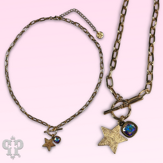 Gold star necklace with crystals from Swarovski® - LC