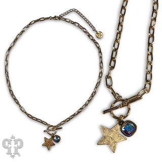 Gold star necklace with crystals from Swarovski® - LC