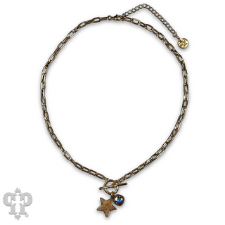 Gold star necklace with crystals from Swarovski® - LC