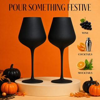 Matte Black Crystal Wine Glass Set Of 2 Gift For Her Him Friend Large 20 Oz Glasses Unique Italian S