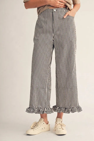 Boardwalk Breeze Striped Pants - Brown