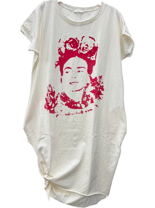 T-Shirt Dress with Frida Kahlo Graphic