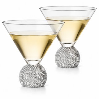 Silver Crystal Ball Stemless Martini Glasses Set Of 2 By For Drinking Martinis Silve