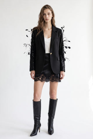 Luxe Feathered Sparkle Blazer