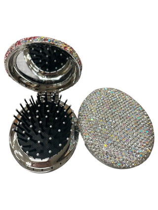 AB SILVER RHINESTONE BRUSH & MIRROR - Boutique Bella BellaHairbrush